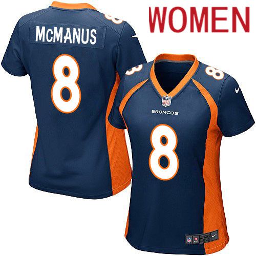 Women Denver Broncos #8 Brandon McManus Nike Navy Game NFL Jersey->women nfl jersey->Women Jersey